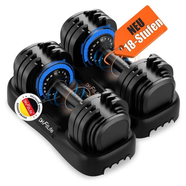 DH FitLife 2er-Set 18-in-1 Verstellbare Hantel 2,5-25kg