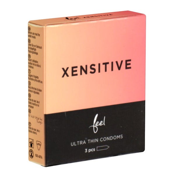 «Xensitive» Kondome – Ultra-dünn, 53 mm, Silikon-Gleitgel (3 Kondome) 3 St