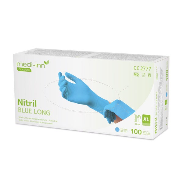 Medi-Inn Nitril blue long Einmalhandschuhe, blau, puderfrei, Gr. XL 1000 St