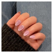 Press On Nails Kurz Mandel Cat Eye Rosa Mirror Chrome Glas P 1 St