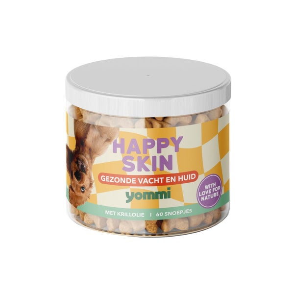 Yommi Happy Skin - Kausnacks für glänzendes Fell und gesunde Haut beim Hund 60 St
