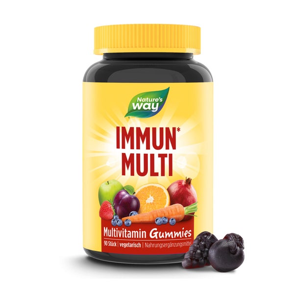 Immun Multivitamin Gummibärchen I Vitamin A, C, D3, Zink & Holunderbeer-Extrakt I Kirsch- und Tra... 90 St