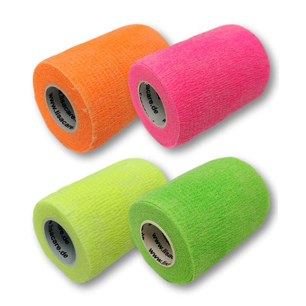 LisaCare Pflasterbandagen - 7,5cm x 4,5m - 4er Neon-Mix 4 St