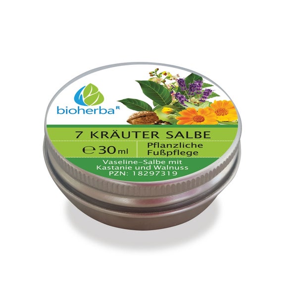Bioherba 7-Kräuter Salbe Fußpflege mit Kastanie und Walnuss 30 ml