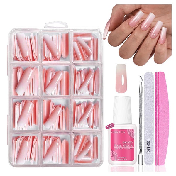 Nagel Tips 240 Französisch Weiß Rosa Gradient Full Cover Pin 1 St