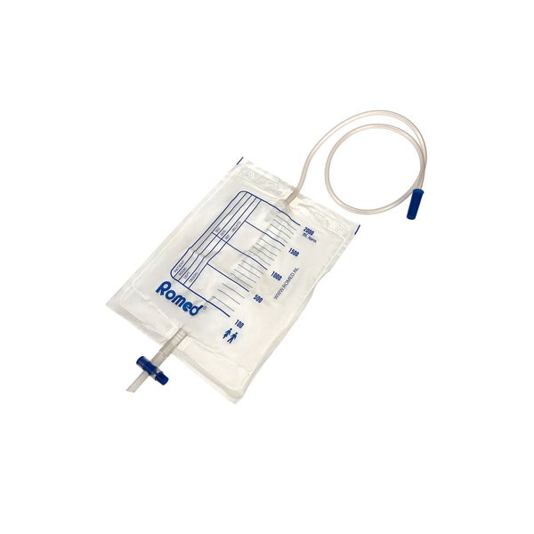 Romed Urinbeutel 2 Liter mit Ventil und T-Ablass 100 St