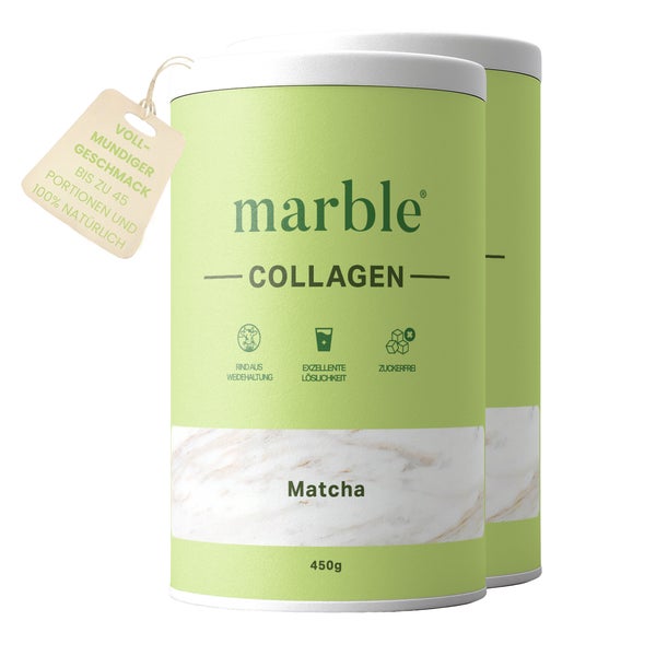 marble Collagen – Matcha | Kollagenpeptide mit 10 % Matcha-Pulver | 2er Pack 900 g