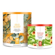 Elixier-Duo Paket: Matcha mit Lucuma & Moringa und Goldene Milch aus Kurkuma, Zimt, Lucuma & Ashwagandha als Getränkepulver in einem veganen Bundle - MATCHAELIXIER & GOLDELIXIER - NATURTREU®  g