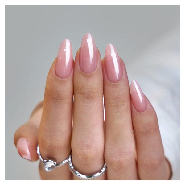 Künstliche Fingernägel Kurz Almond Nude Rosa Chrome YA7 1 St