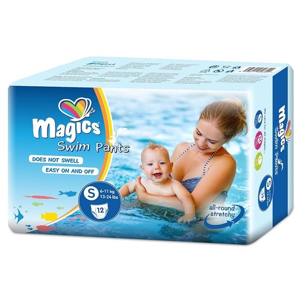 Magics Swim Pants Einweg-Schwimmwindeln für Babys, S (4-9kg) 12 St