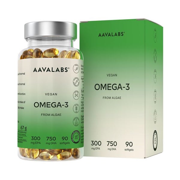Aavalabs Veganes Omega-3, 750 DHA / 300 EPA, 90 Softgels 90 St
