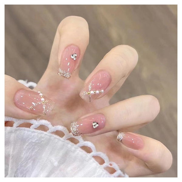 24x Rosa Glitzer Press on Nägel - DIY Ballerina Falsche Näge 1 St