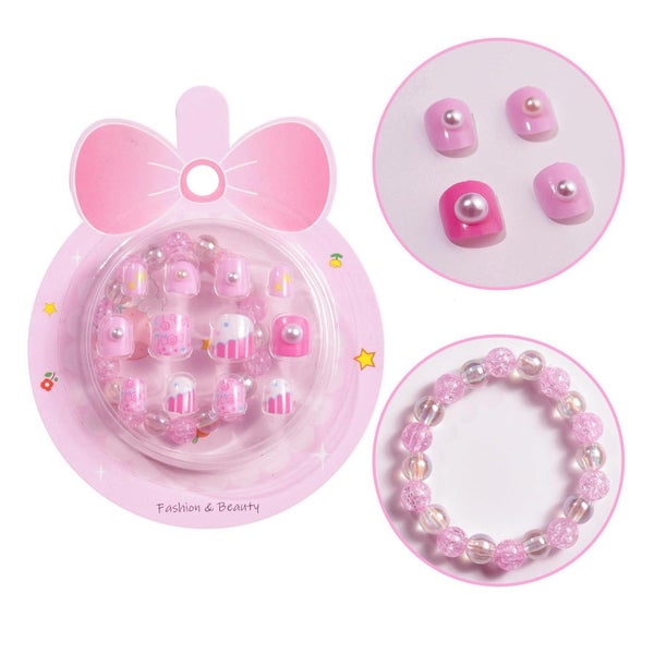 Falsche Nägel Mädchen Pre Glue 3D Muster Pink 1 ml (1er Pack 1 St