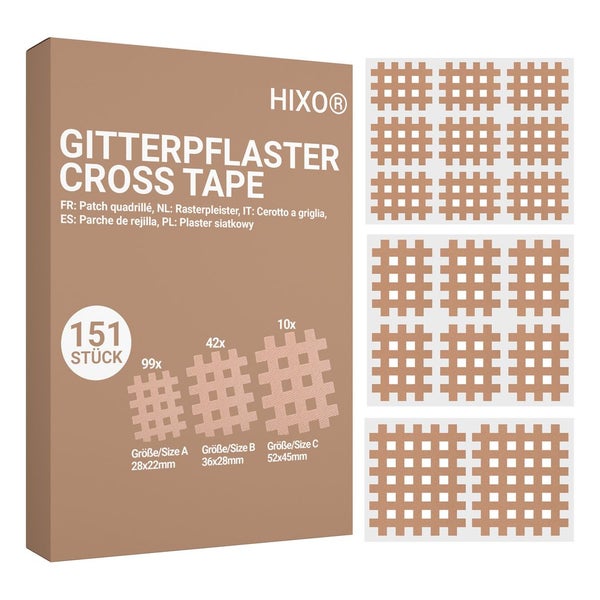 HIXO Gitterpflaster Gittertape Crosstape Akupunktur Pflaster Mix 151 St
