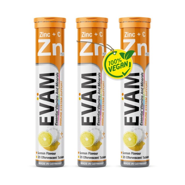 Zink + Vitamin C 400mg Brausetabletten Immunsystem 3er Pack 60 St
