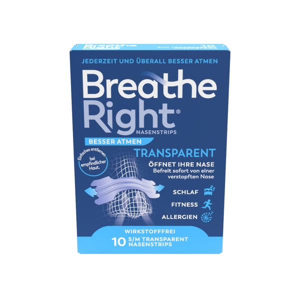 Besser Atmen Breathe Right Nasenstrips transparent 10 St