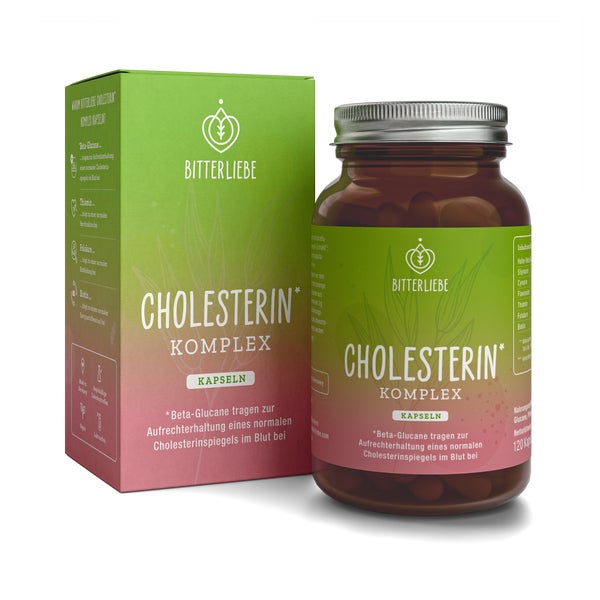 BitterLiebe Cholesterin* Komplex - Kombination aus Bitterstoffen und Beta-Glucanen - 3-fach Wirkung auf Cholesterinspiegel 1x 120 St