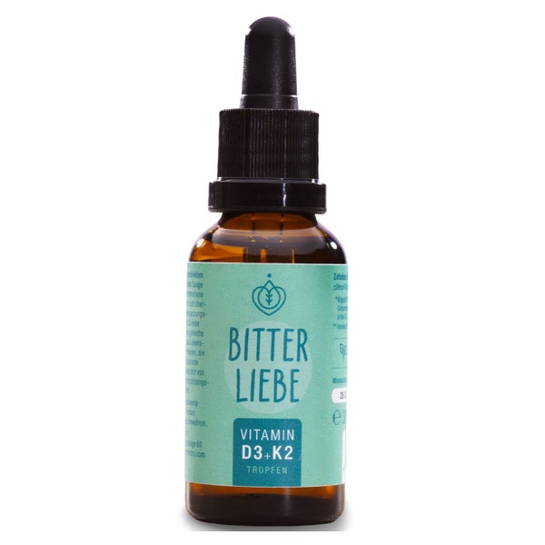 BitterLiebe Vitamin D3 K2 Tropfen hochdosiert und vegan - K2 Vitamin und hoch bioverfügbare Vitamin D3 - für starke Knoche und Immunsystem, fördert Herz-Kreislauf-System und Muskelgesundheit 1x 30 ml