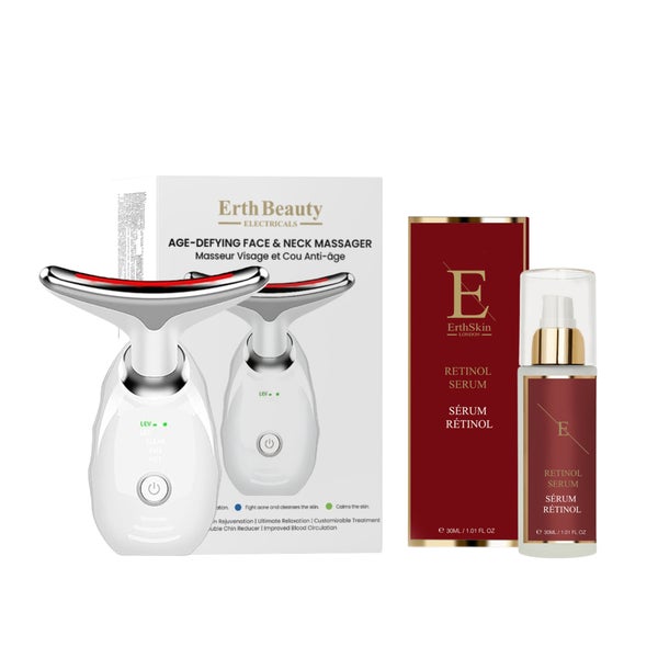 Anti-Aging-Gesichts- und Halsmassagegerät – Weiß + Retinol-Serum 30 ml 300 g