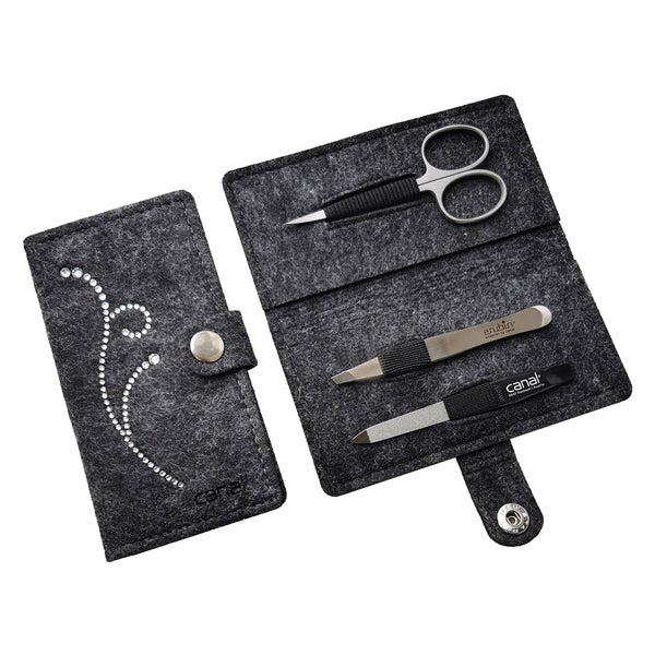 Maniküre-Etui aus Filz "Strass" grau, 3-teilig 1 St