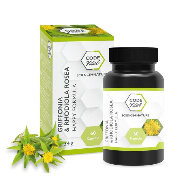 CODE Vital Griffonia & Rhodiola Rosea - Happy Formula, 100% Glücks Formel 60 St
