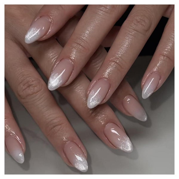Fingernägel 24 Nude Kurz Weiß Mandel PressOn 2white&amp;grad 1 St