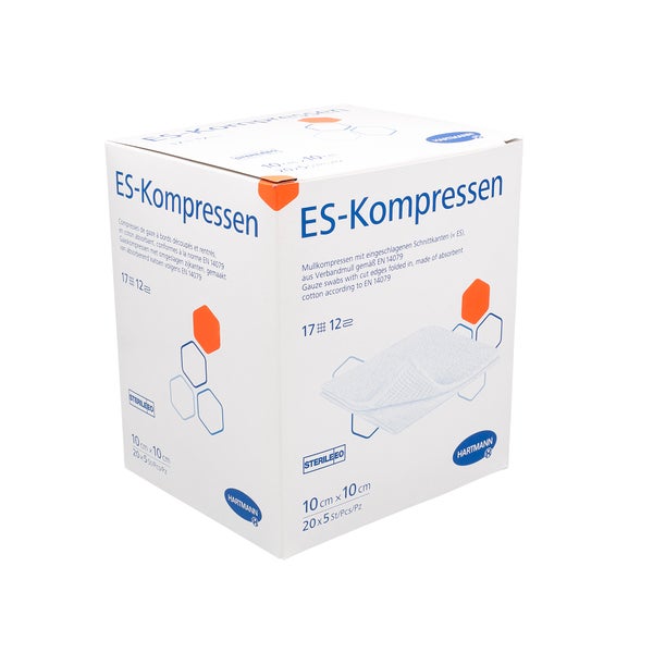 Es-kompressen Steril 10x10 Cm 12fach Großpackung 20X5 St