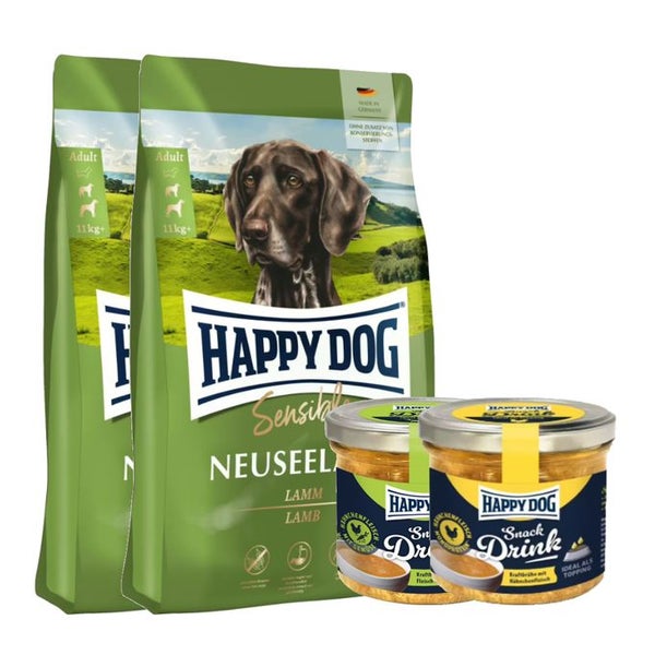 Happy Dog Sensible Neuseeland + Happy Dog Snack Drinks 26 kg