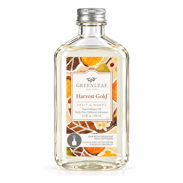 Greenleaf Harvest Gold Reed Diffuser Öl Fruchtig-holziger Raumduft mit weißen Duftstäbchen 250 ml