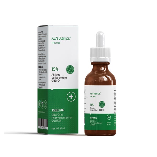 ALPHABINOL® 15% 1500 mg THC-frei Premium Vollspektrum Öl 10 ml 10 ml
