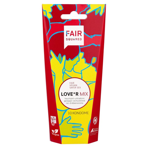 «Love*r Mix» - Faire Gemischte vegane Kondome, 53 mm Breite (10 Kondome) 10 St