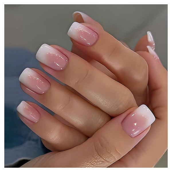 Falsche Nägel Tips French Weiß Rosa Acryl gold 1 St