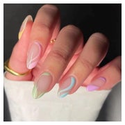 Kunstnägel 24 Stück Regenbogen Wavy Mandel Kurz iridescent 2 1 St