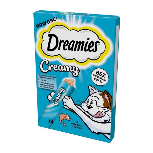 DREAMIES Creamy: Zusatzfutter mit leckerem Lachs für Katzen 0,04 kg