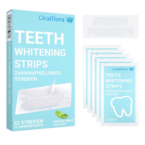 Oralflora Zahnaufhellung Bleaching – Whitening Strips, Zahnaufhellungsstreifen für weißere Zähne 32 St