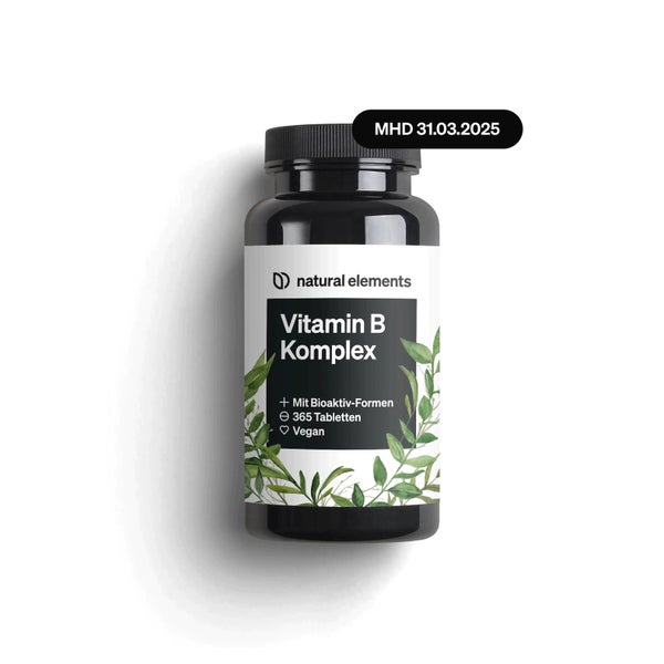 Vitamin B Komplex – 365 Tabletten für 12 Monate – Premium-Rohstoff Quatrefolic® – mit Bioaktiv-Formen & 2 Kofaktoren – vegan, hochdosiert – unabhängig laborgeprüft 365 St