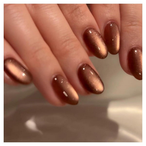Press On Nails Kurz Mandel Cat Eye Chrome Mirror 30 Pcs Glas 1 St