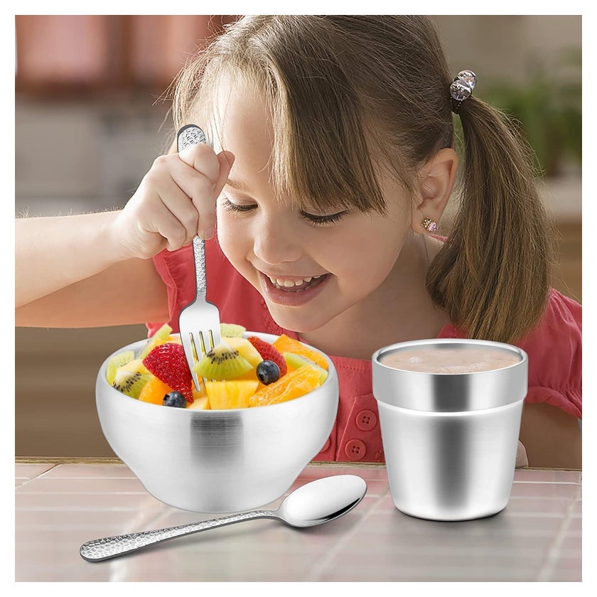 Edelstahl Kindergeschirr Set Besteck Teller Tasse 1 St günstig kaufen