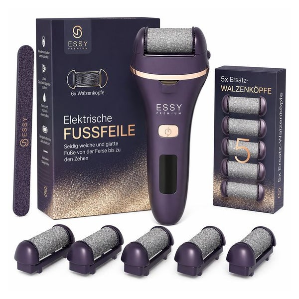 Essy Hornhautentferner Elektrisch mit Ersatzrollen Violett 1 St