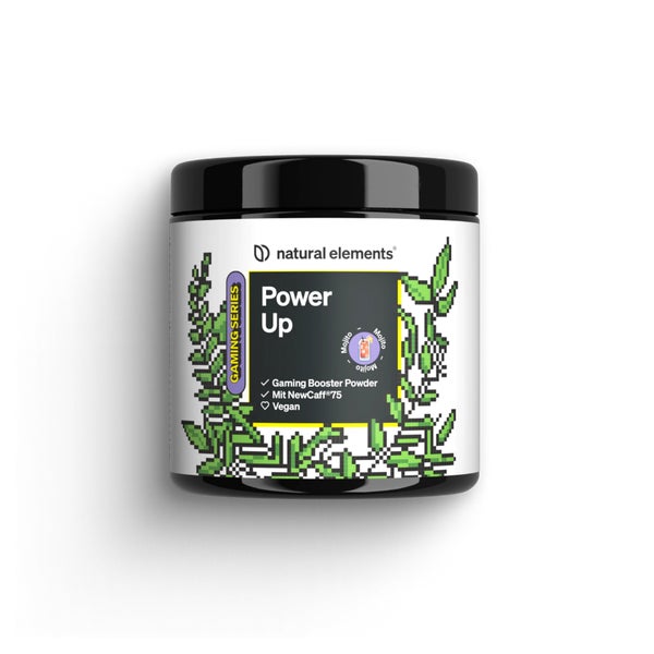 Power Up Mojito – Gaming Booster, Energy drink Pulver mit Koffein, NewCaff75, B-Vitaminen, Vitamin C, L-Tyrosin, Ginkgo- und Grüntee-Extrakt – 40 Drinks – vegan, hochdosiert, mit Stevia 320 g