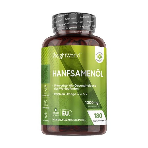 WeightWorld Hanfsamenöl Vegan Softgels 180 St