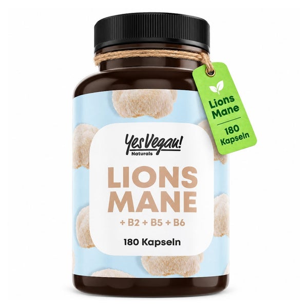 Lions Mane Kapseln 1500 mg – Löwenmähne Pilz Extrakt + B6 180 St
