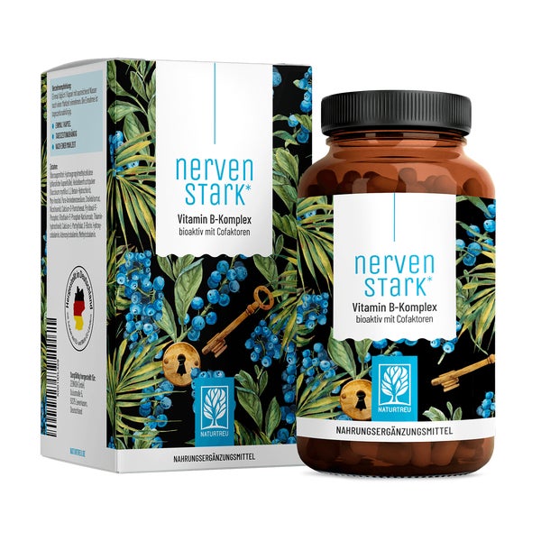 Vitamin B Komplex hochdosiert - Alle 8 B Vitamine mit 3 Cofaktoren - NERVENSTARK - 120 vegane Kapseln - NATURTREU® 120 St