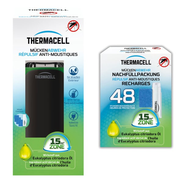 Thermacell Mückenabwehr Protect, schwarz-grün + Nachfüllpackung 48 Stunden 1 St