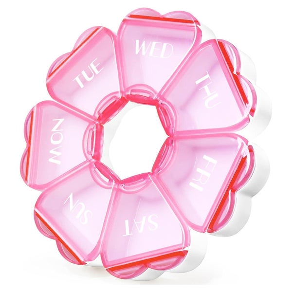 Pillenbox herzförmig 7 Fächer Organizer rosa Mehrfarbig 1 St