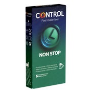 Produktabbildung: Non Stop – 6 gerippte und genoppte Kondome mit Benzocain (6 Kondome) 6 St