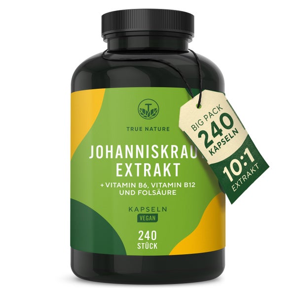 Johanniskraut Kapseln, Mit Vitamin B6, B12 & Folsäure, Vegan 240 St