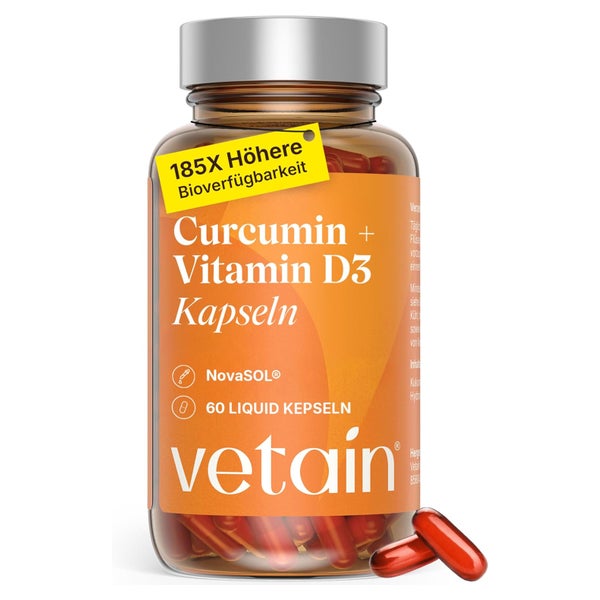VETAIN Kurkuma Vitamin D3 Kapseln - Mizellares Curcumin 60 St