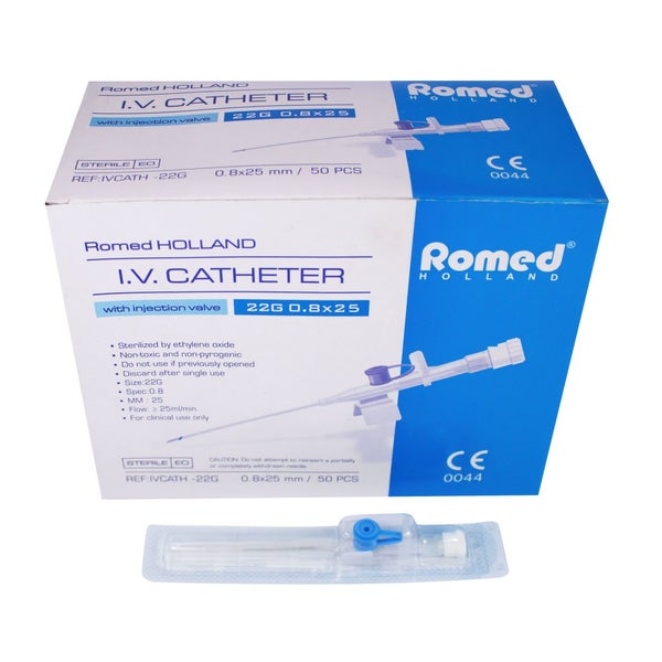 Romed I.V. Katheter Venenverweilkanülen, blau 22 G 50 St