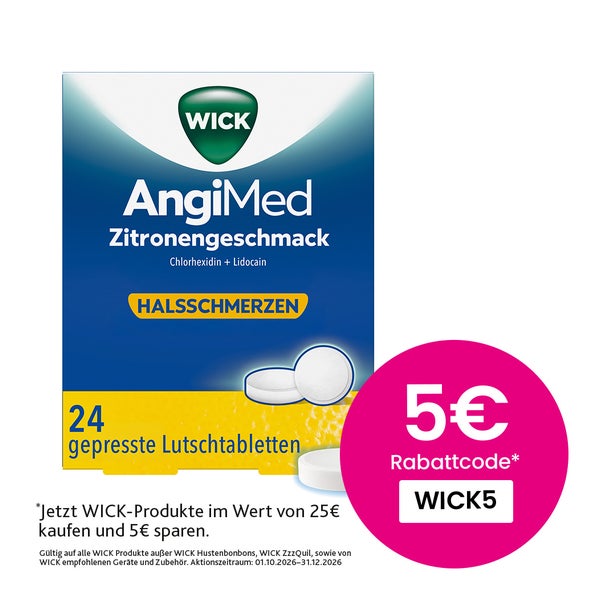 Wick Angimed Zitronengeschmack 5 Mg/1 Mg Lutschtabletten 24 St
